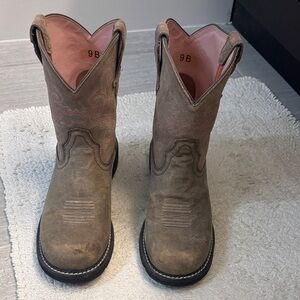 Ariat Tan Heeled Boots with Pink Lining